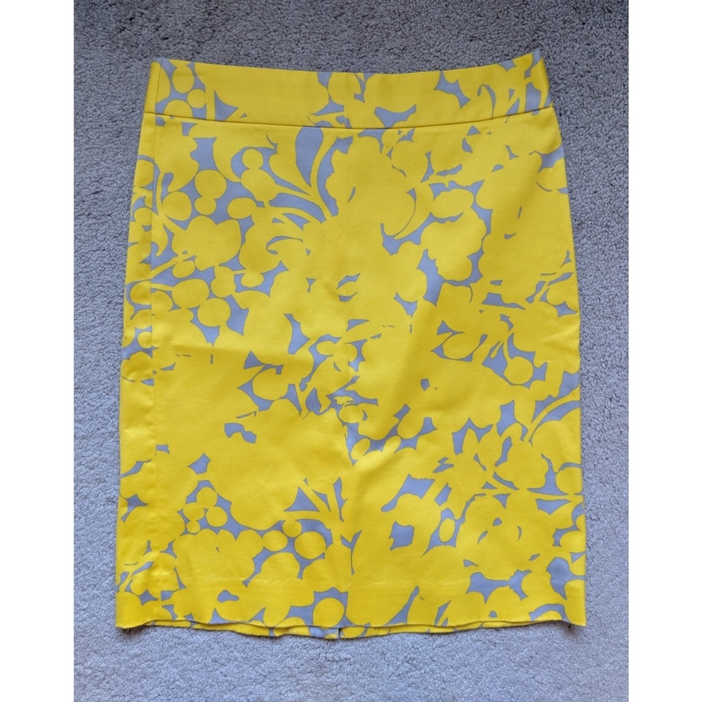 J. Crew Yellow/Grey Floral Pencil Skirt